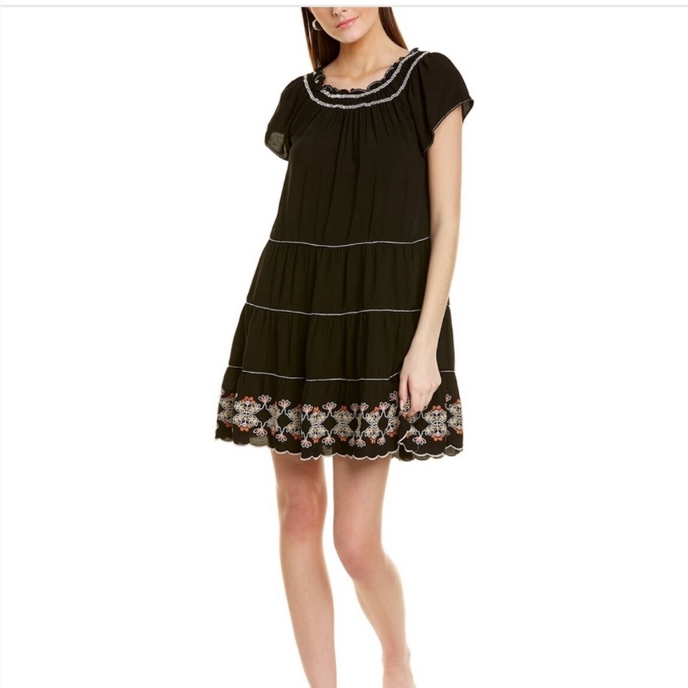 Max Studio Navy Blue Embroidered Tiered Peasant Bohemian Dress Size 3X NWT